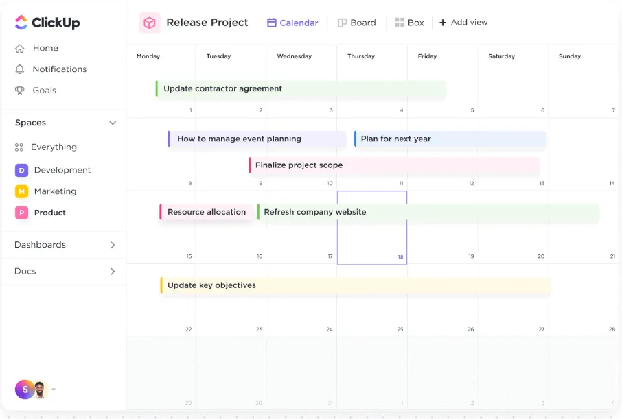 Calendrier ClickUp