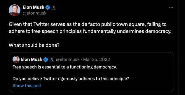 Citation d'Elon Musk sur X (anciennement Twitter)