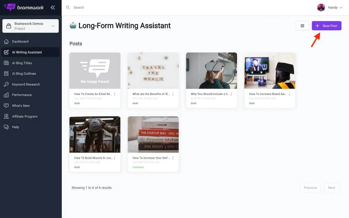 Outils d'IA pour la recherche de mots-clés : l'assistant de rédaction IA de Bramework
