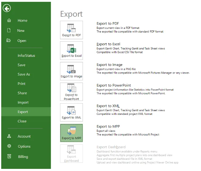 รูปแบบการส่งออก: วิธีส่งออกโปรเจ็กต์ MS Project ไปยัง Excel