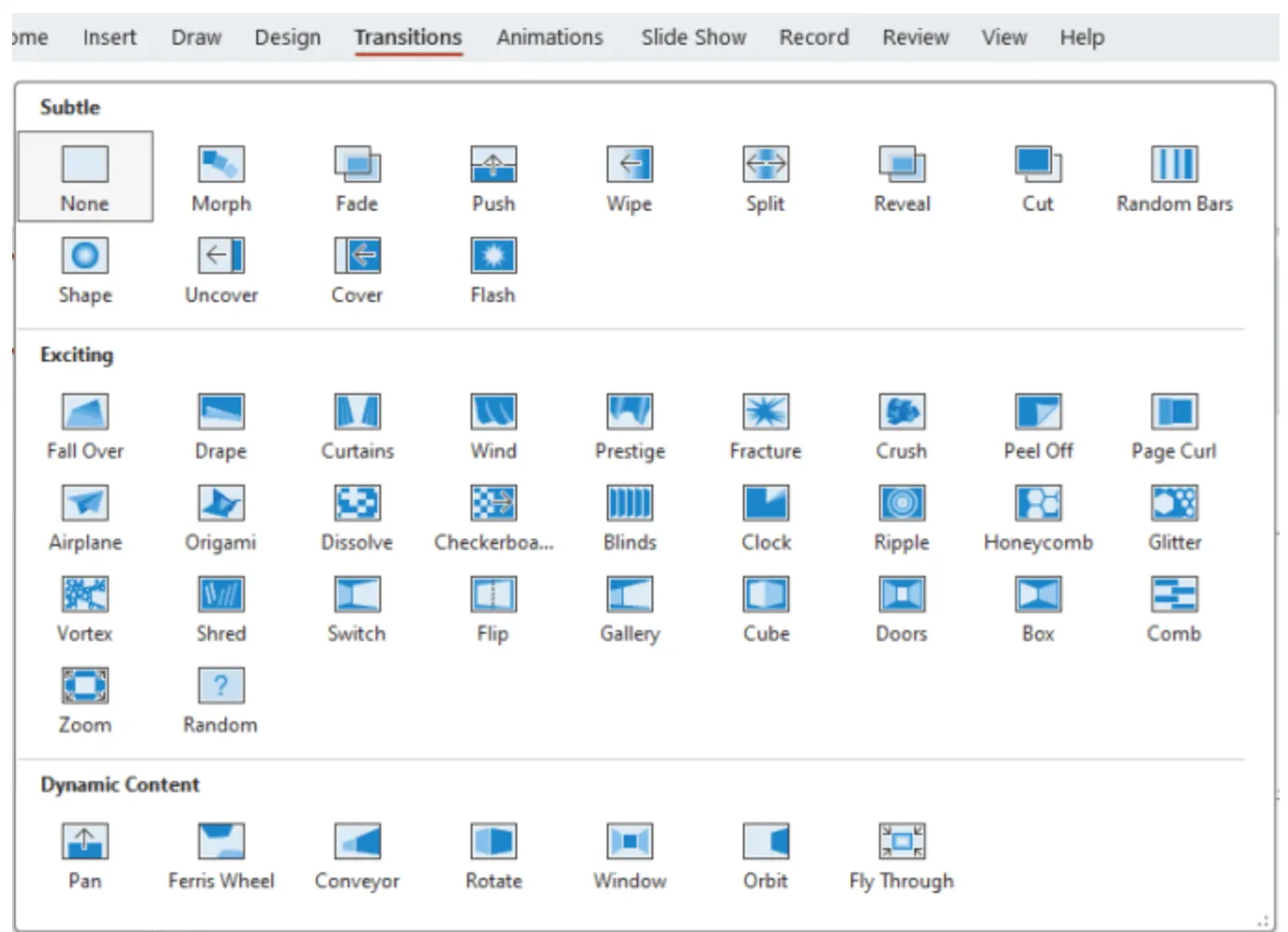 Transiciones de diapositivas de Microsoft PowerPoint