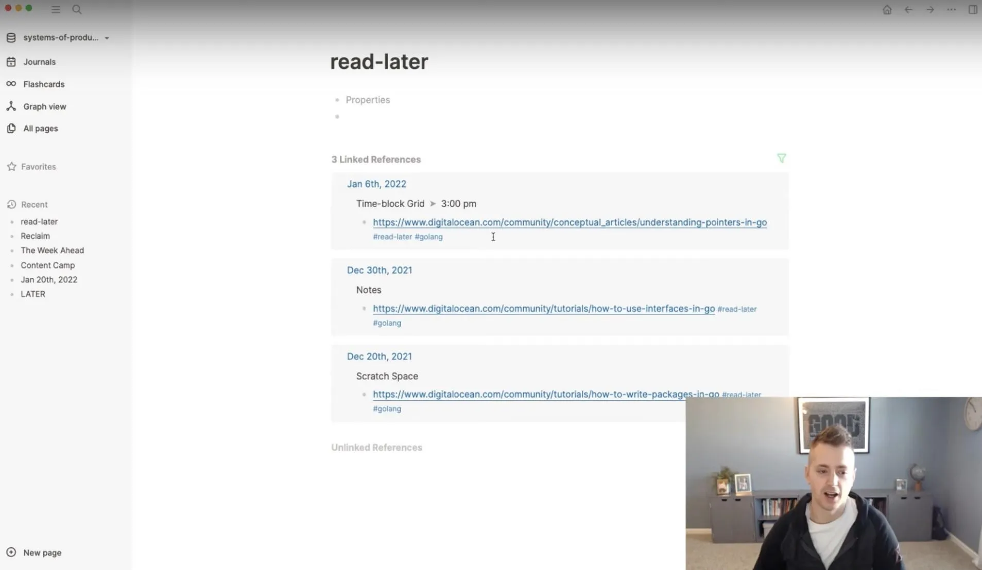 Exemple d'utilisation de Logseq comme journal