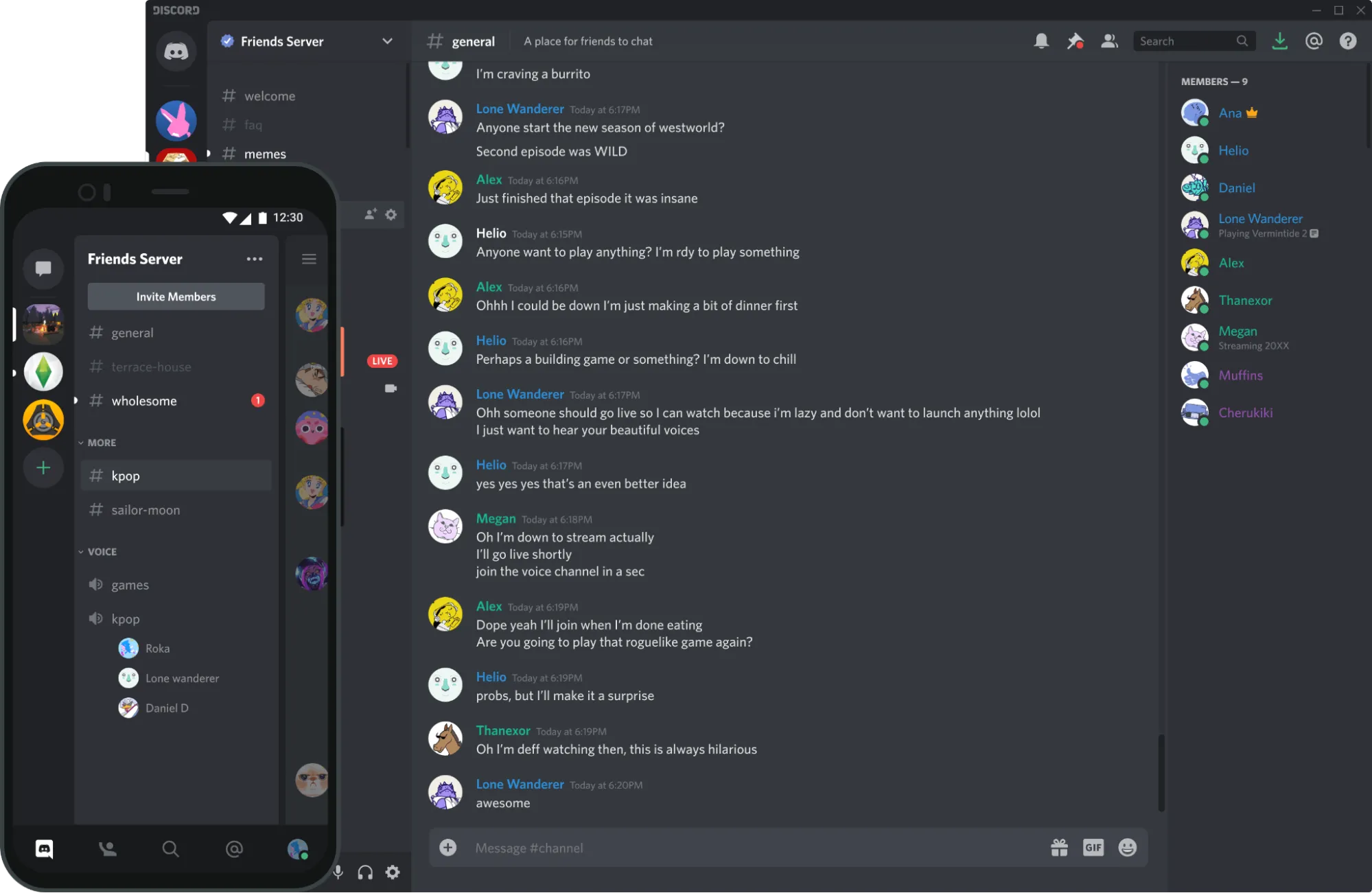 Panel de control de Discord