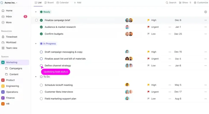 ClickUp voor marketingteams: conversational marketing