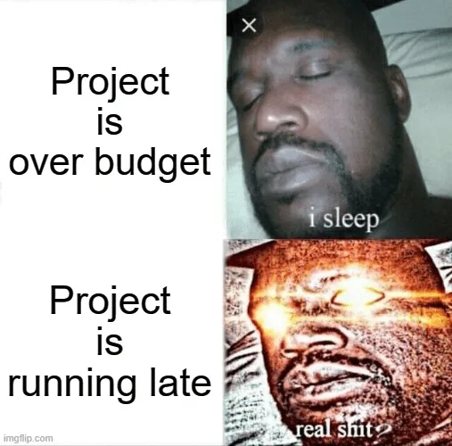 A projekt elmarad a tervtől mém