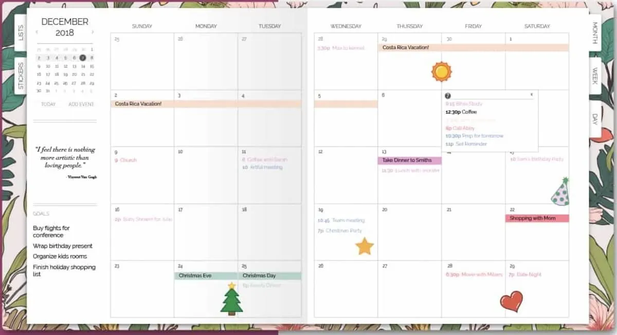 Artful Agenda takvimini özelleştirme
