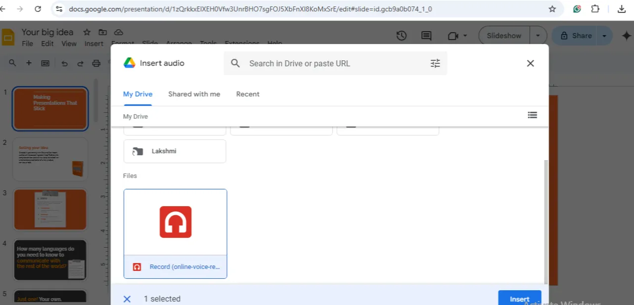 Klicka på Infoga