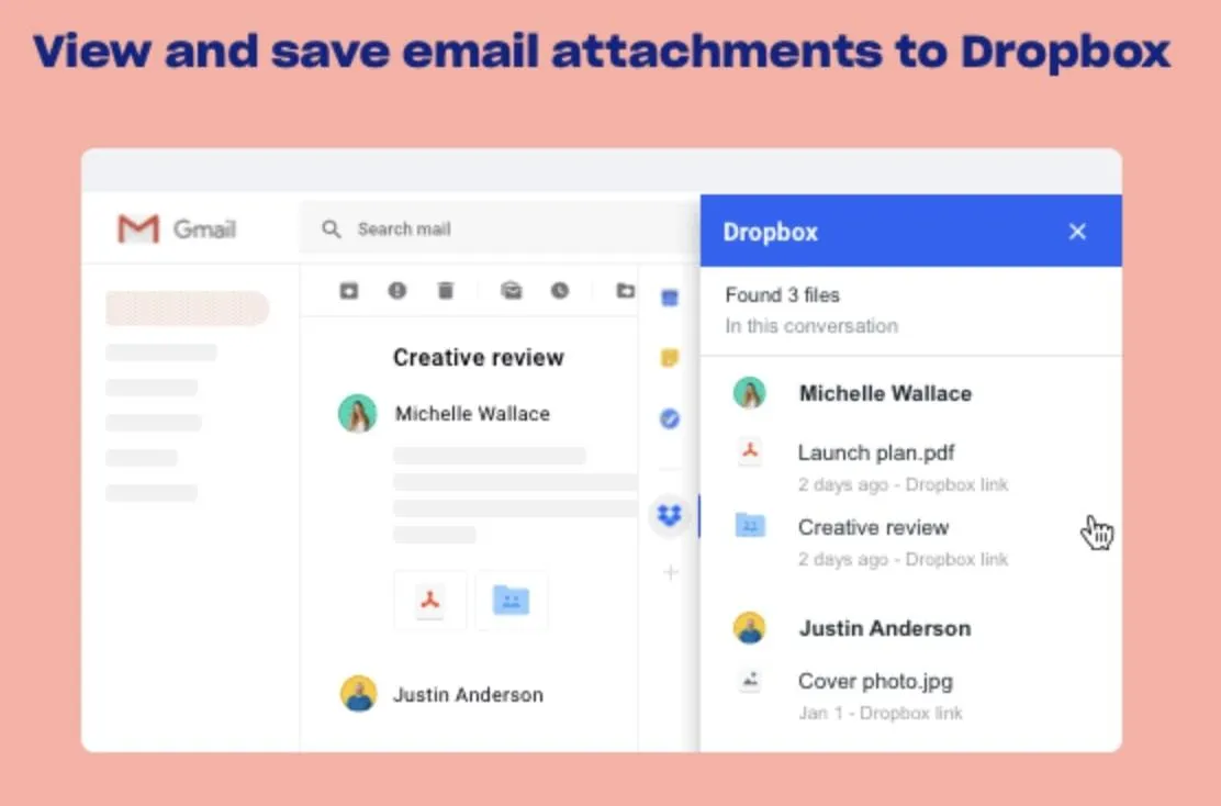 Verwenden der Dropbox-Integration zum Anhängen von Anhängen in Gmail