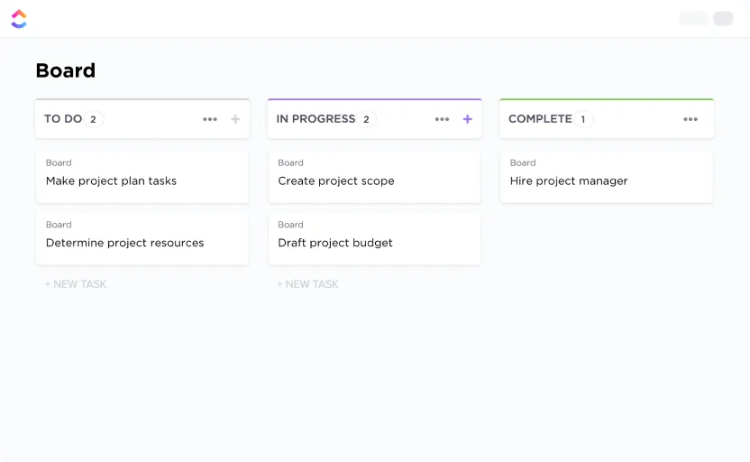 Lihat kemajuan tugas dengan sekilas menggunakan templat Kanban ClickUp