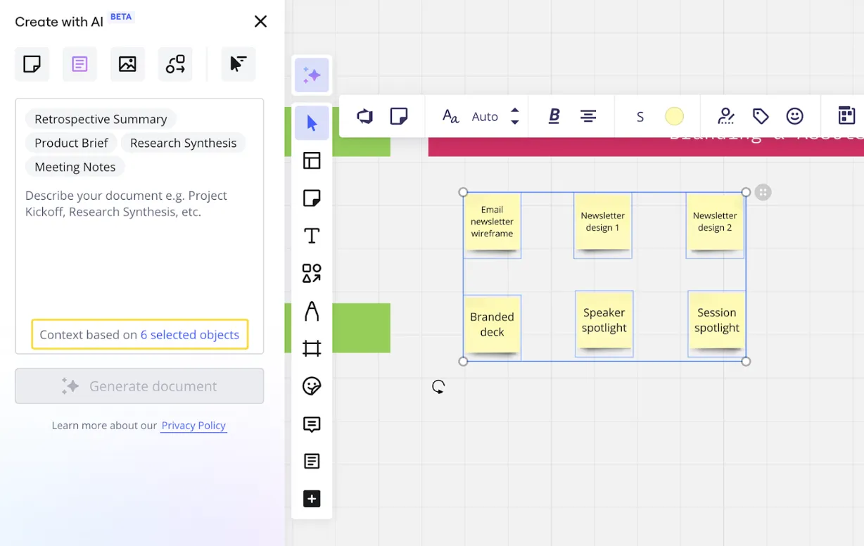 Die KI-Tools von Miro: KI-Features, die zeigen, wie man Ideen organisiert und benutzerdefinierte Symbolleisten erstellt