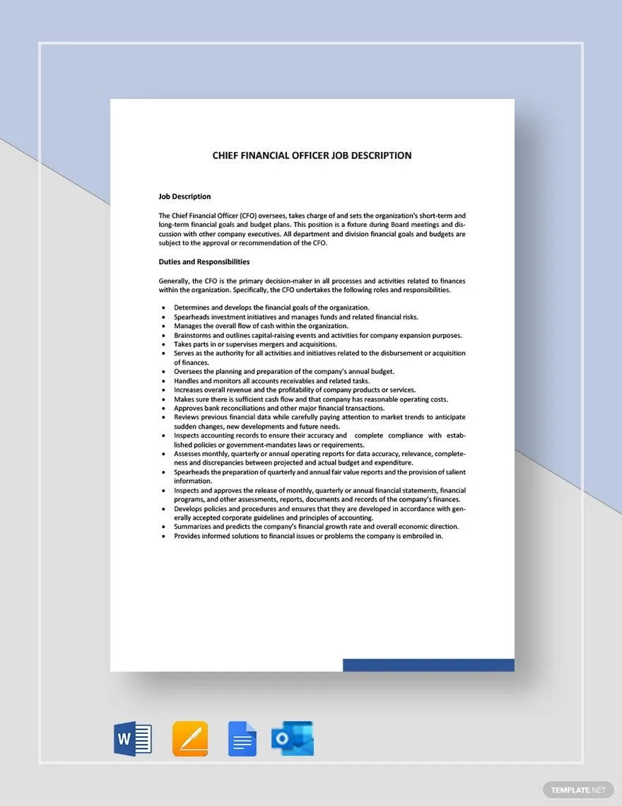 Modèle Word de description de poste de directeur financier