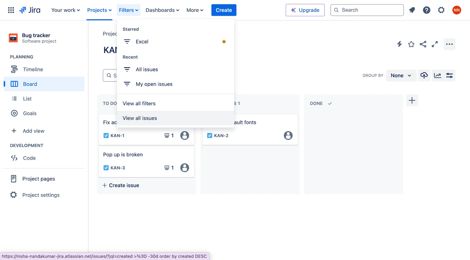 Opción «Todos los problemas»: cómo exportar Jira a Excel