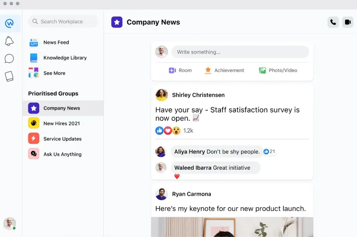 Workplace de Meta News Feed Capture d'écran
