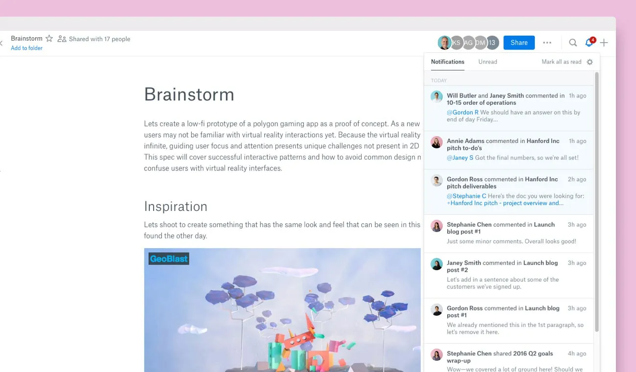 Alternativa ai Documenti Google: Dropbox