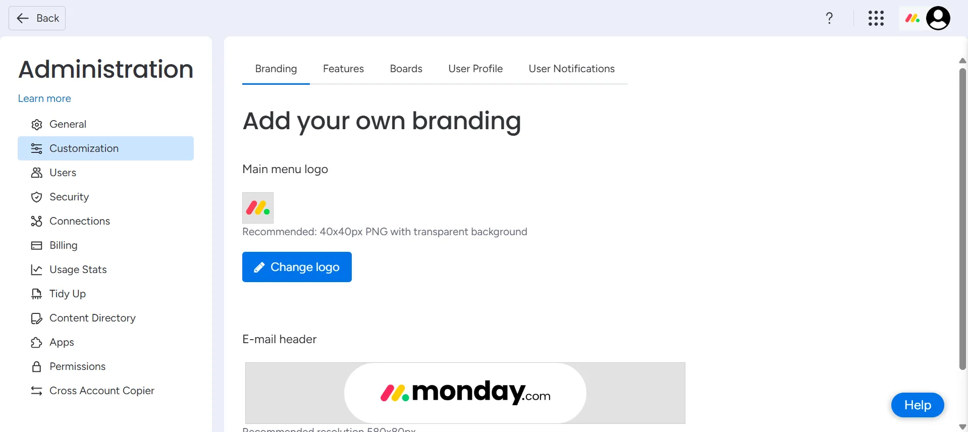관리자 옵션_Monday.com 로그인