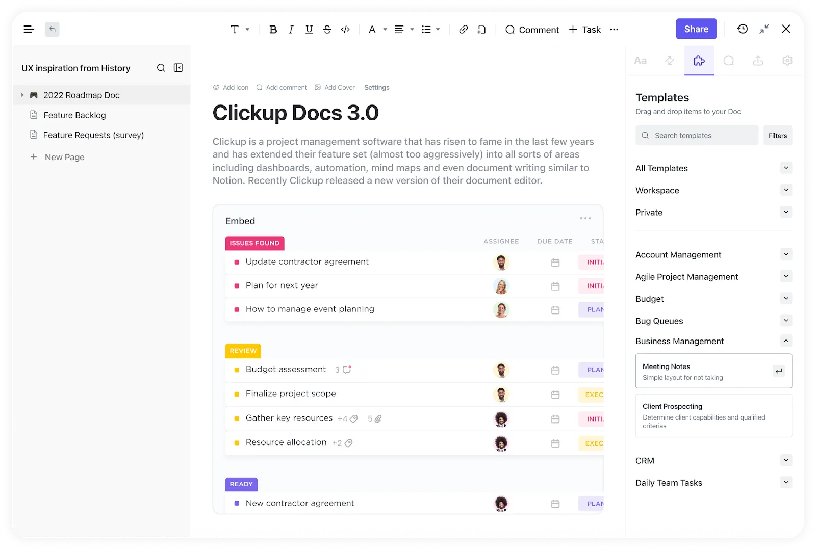Tartson fenn strukturált JavaScript dokumentációt a ClickUp Docs segítségével: AI Javascript Generator