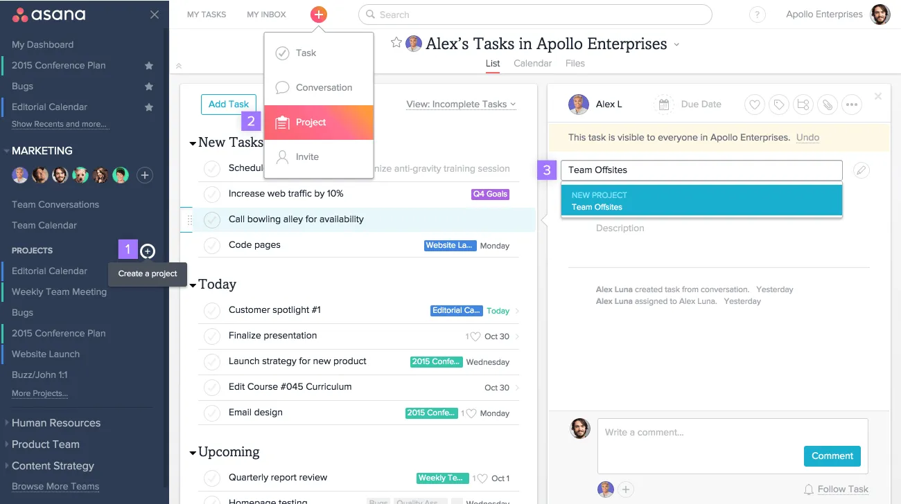 Exemple d'exemple de produit Asana