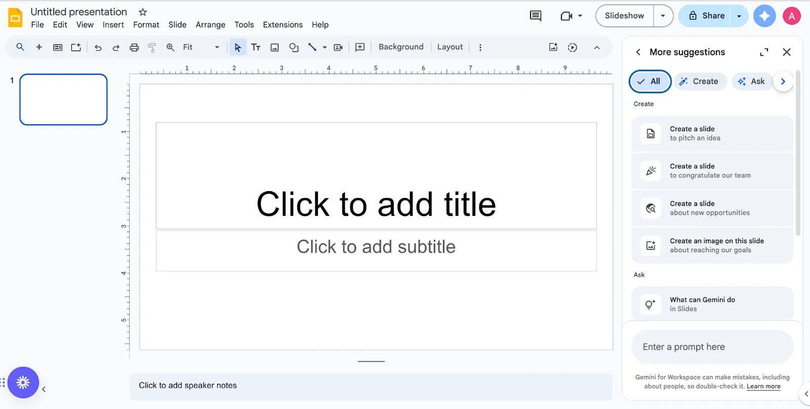 Interface Google Slides