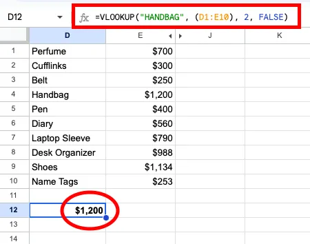 Търсене на стойности (VLOOKUP): справка за Google Sheets