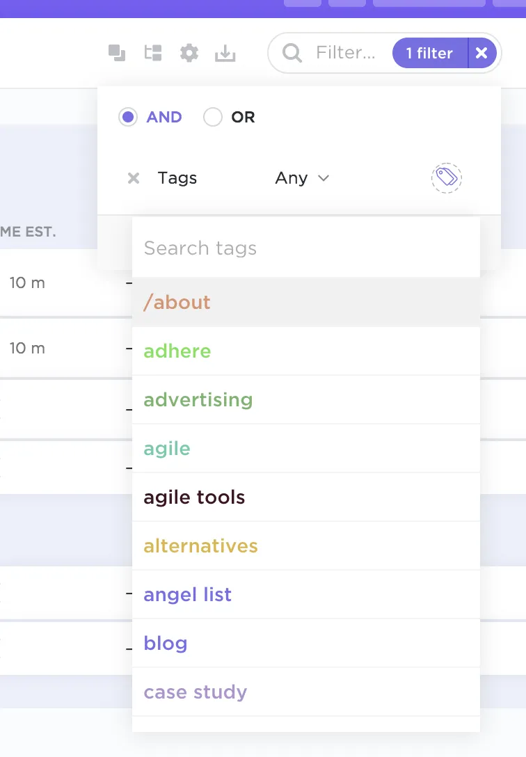 การติดแท็กงานใน ClickUp