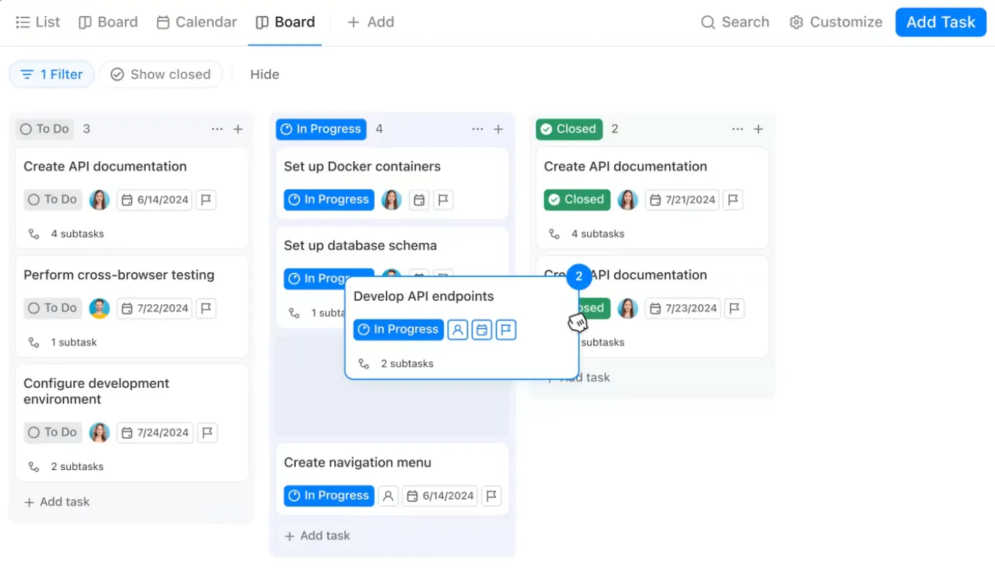 Vue Tableau ClickUp