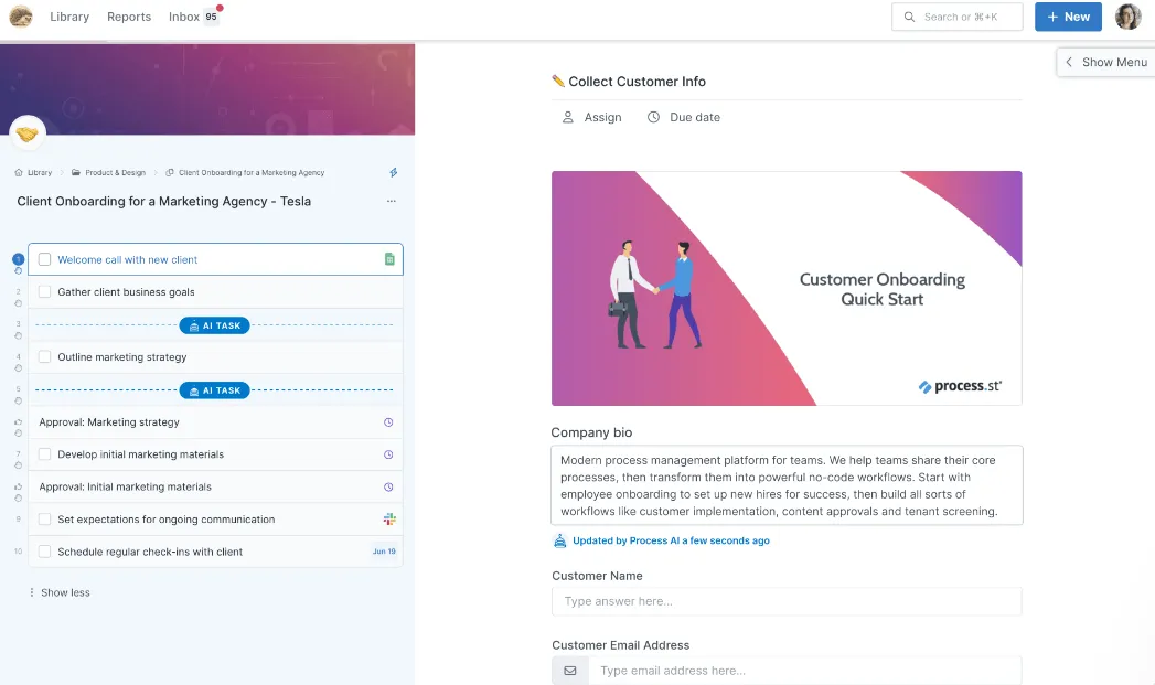 Muestra de lista de control con POE en Process Street.