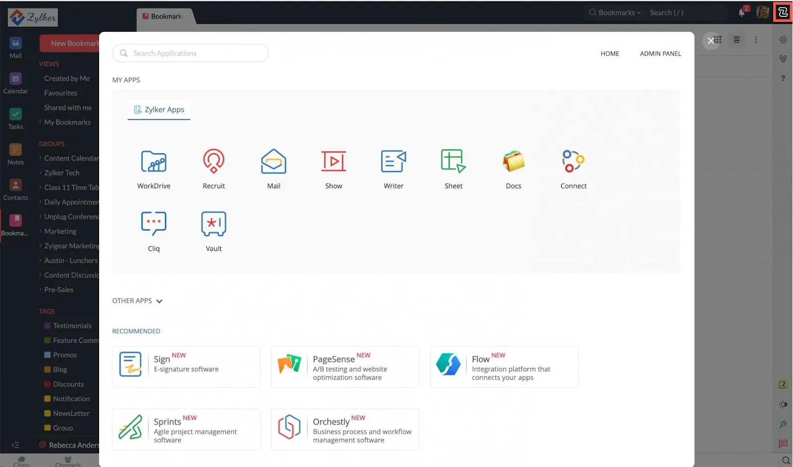en iyi bulut CRM: Zoho