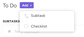 Danh sách kiểm tra trong ClickUp