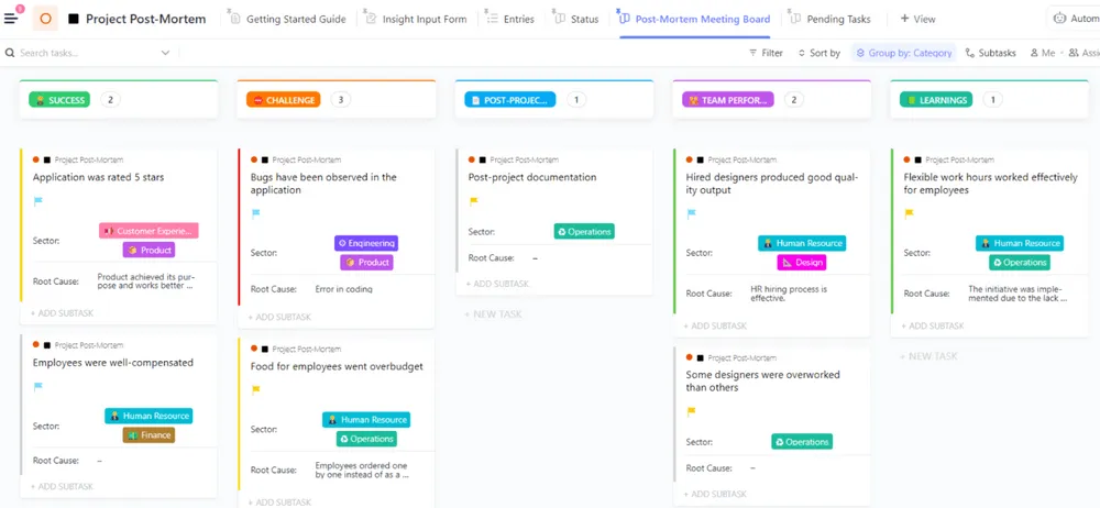 Šablony Trello: Šablona ClickUp pro hodnocení projektů