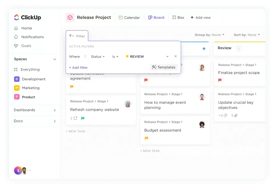 ClickUp táblázatos nézet