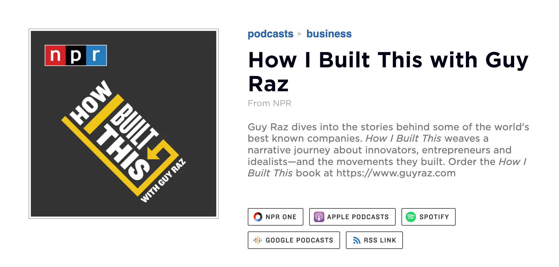How I Built This ana sayfası