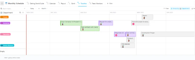 เทมเพลตตารางเวลาประจำเดือน ClickUp