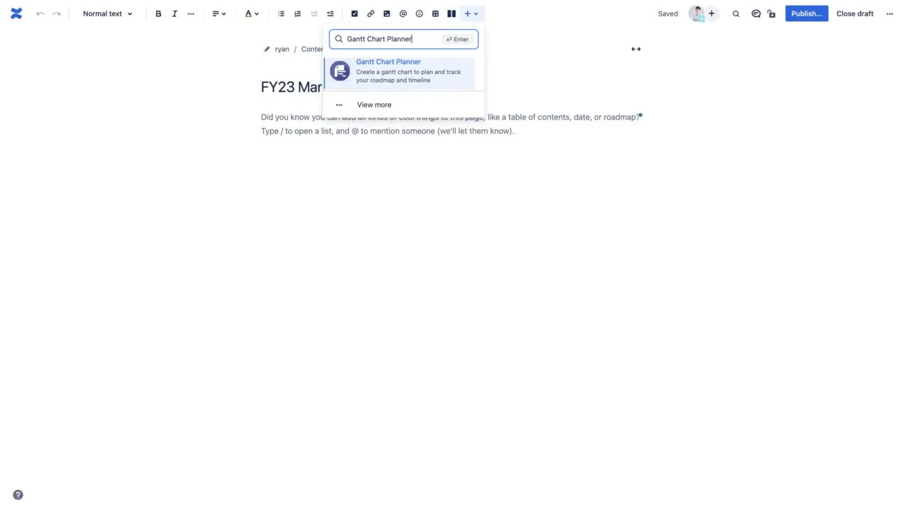 Adja hozzá a Gantt Chart Planner alkalmazást a Confluence oldalához
