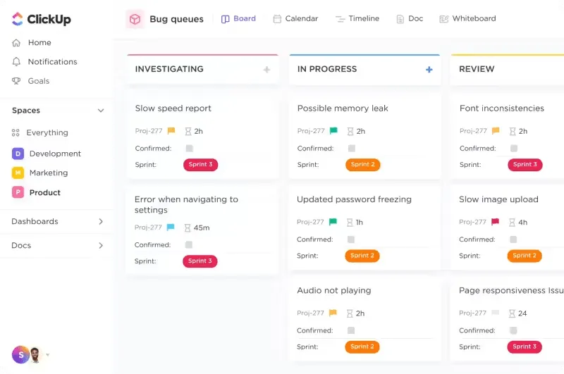 Piattaforma di gestione del team software di ClickUp