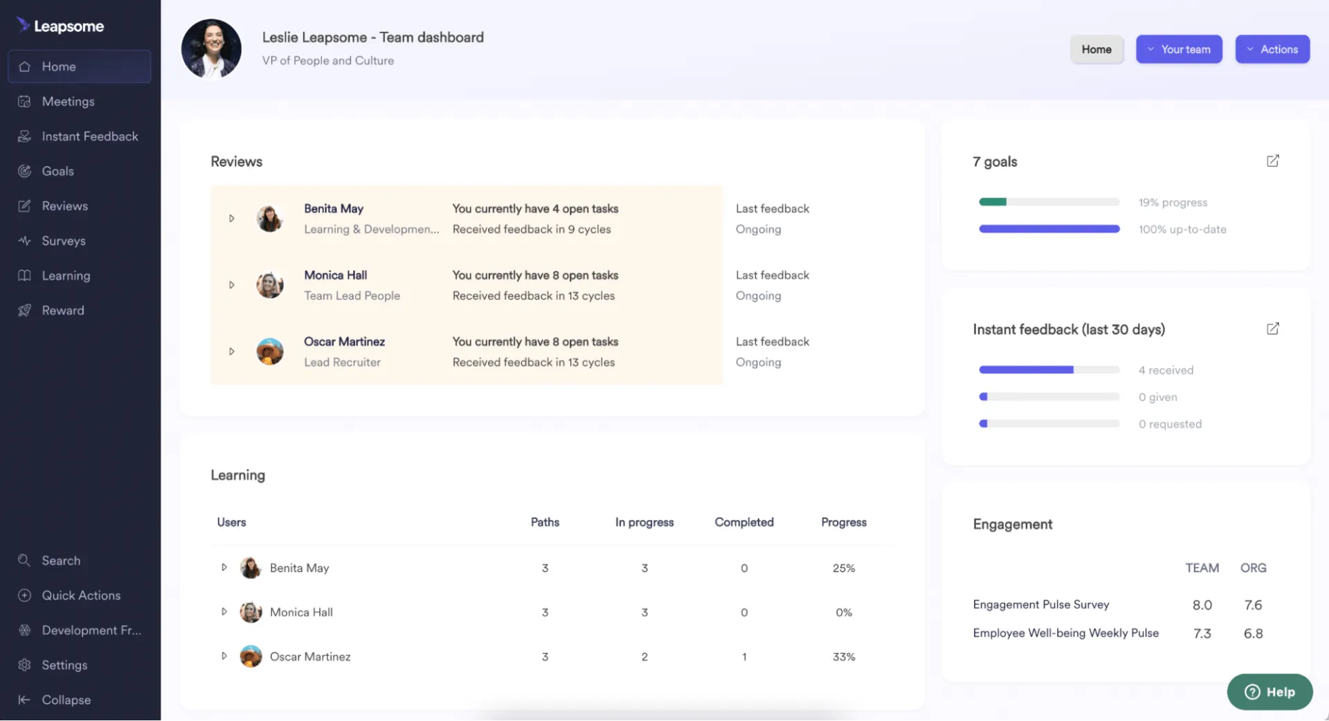 Leapsome Team-Dashboard