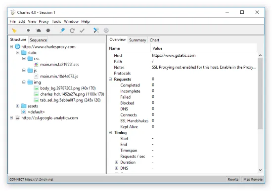 Vérifiez le trafic HTTP entre l'appareil et Internet avec Charles Proxy.