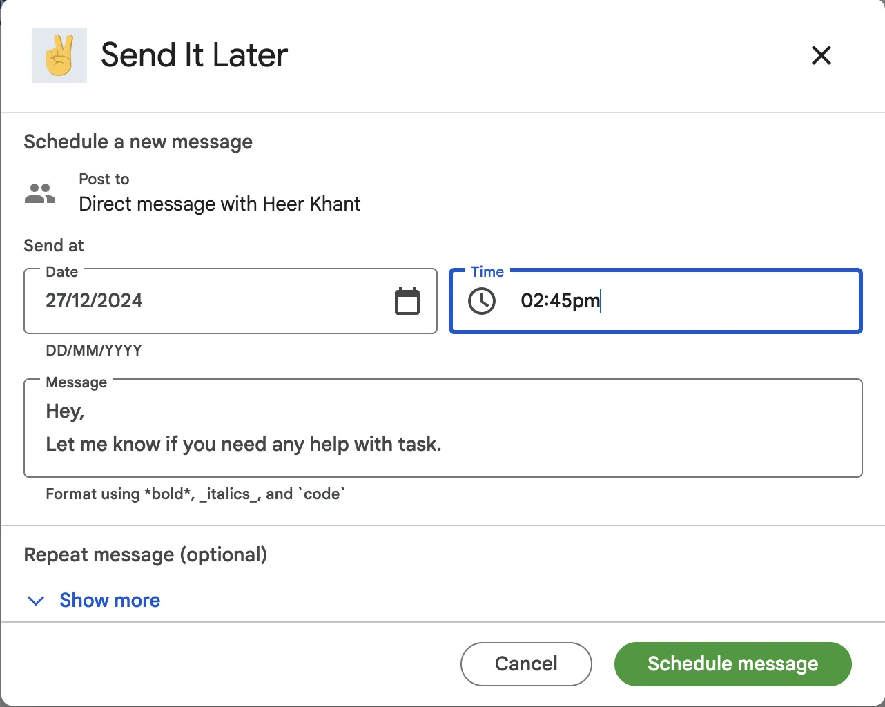 Planifier un message Comment planifier des messages sur Google Chat