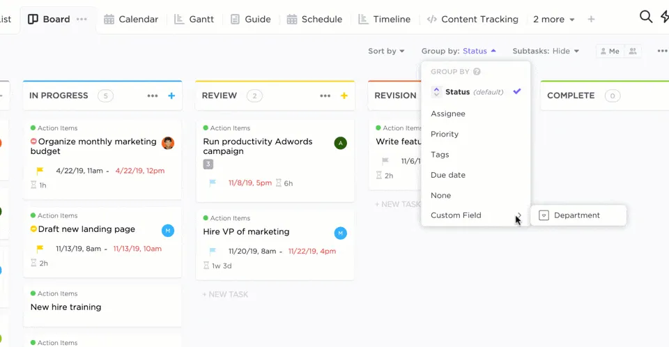 Bacheca Kanban di ClickUp: come fatturare un cliente