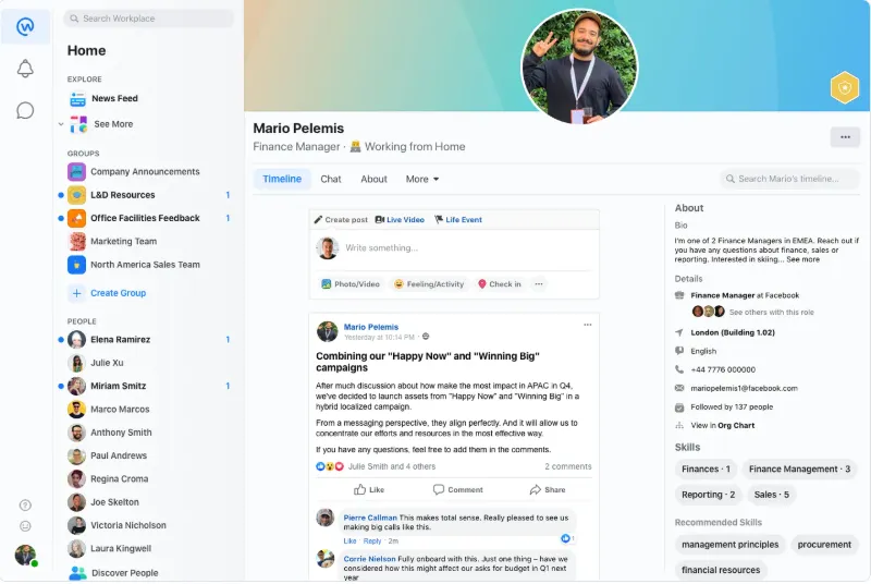 Migliore soluzione di comunicazione aziendale: Workplace di Meta: ideale per la comunicazione e la collaborazione a livello aziendale