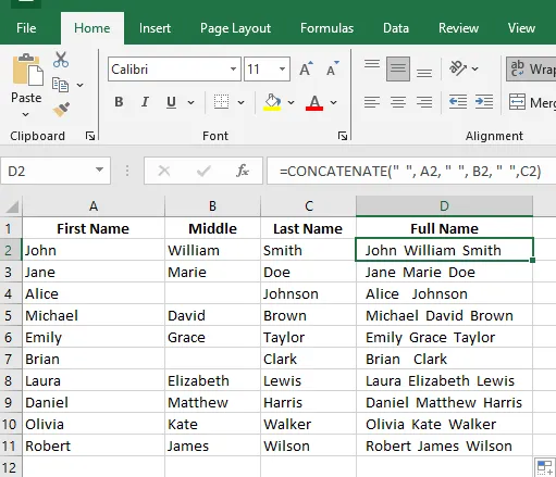 Metinleri birleştirme [CONCATENATE]: Excel hile sayfası