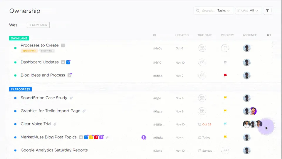 Priorités ClickUp