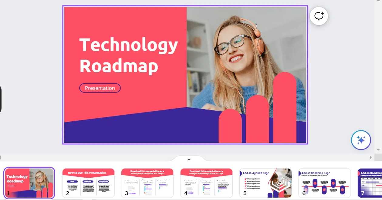 Modèle de feuille de route technologique par Canva