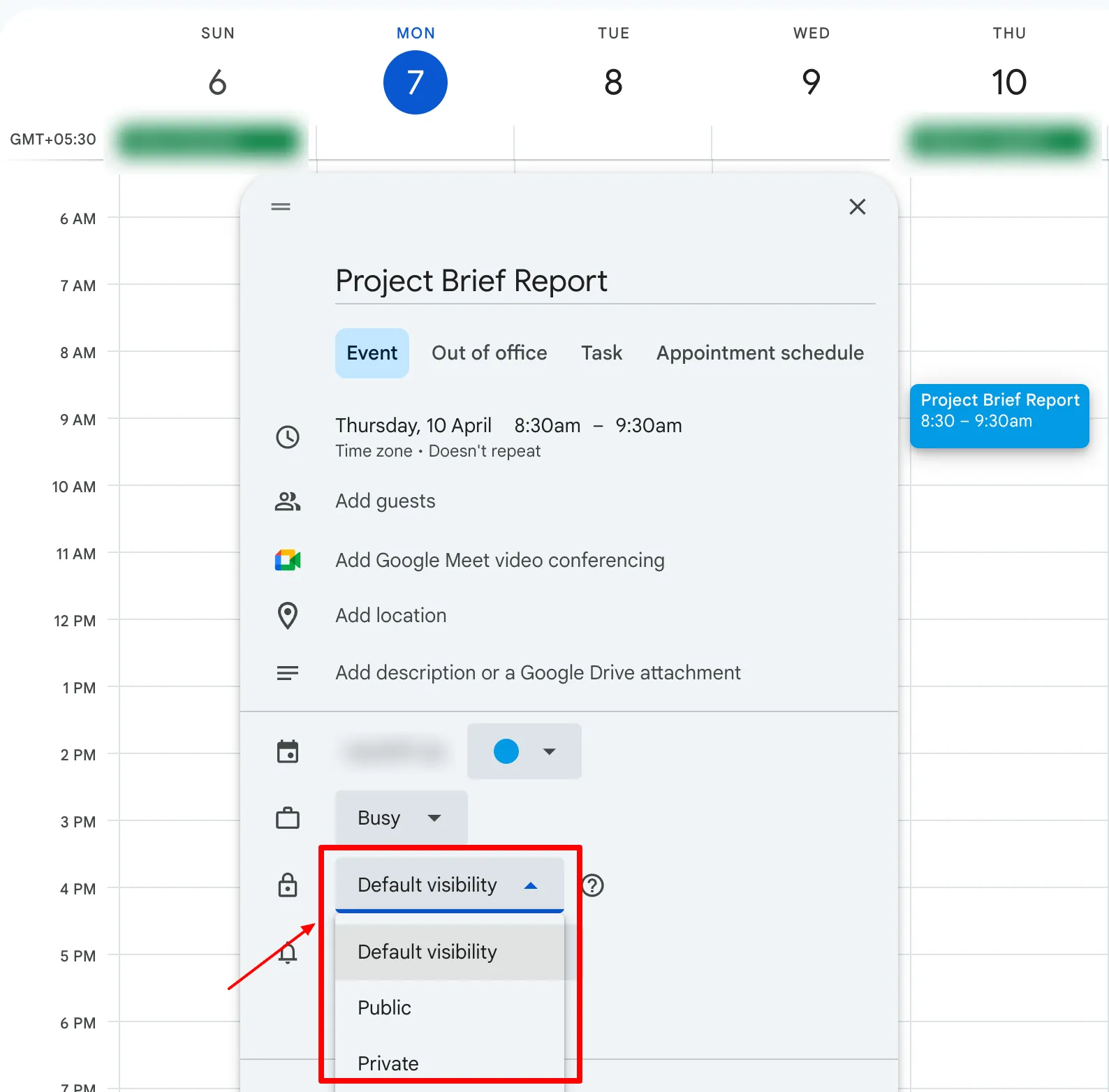 zichtbaarheid van gebeurtenissen in de kalender: tijdblokken in Google Agenda
