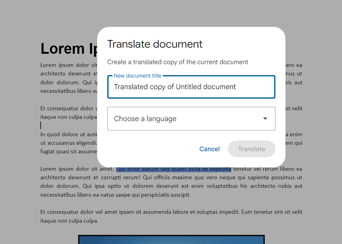 Cách lưu tài liệu đã dịch trong Tài liệu Google