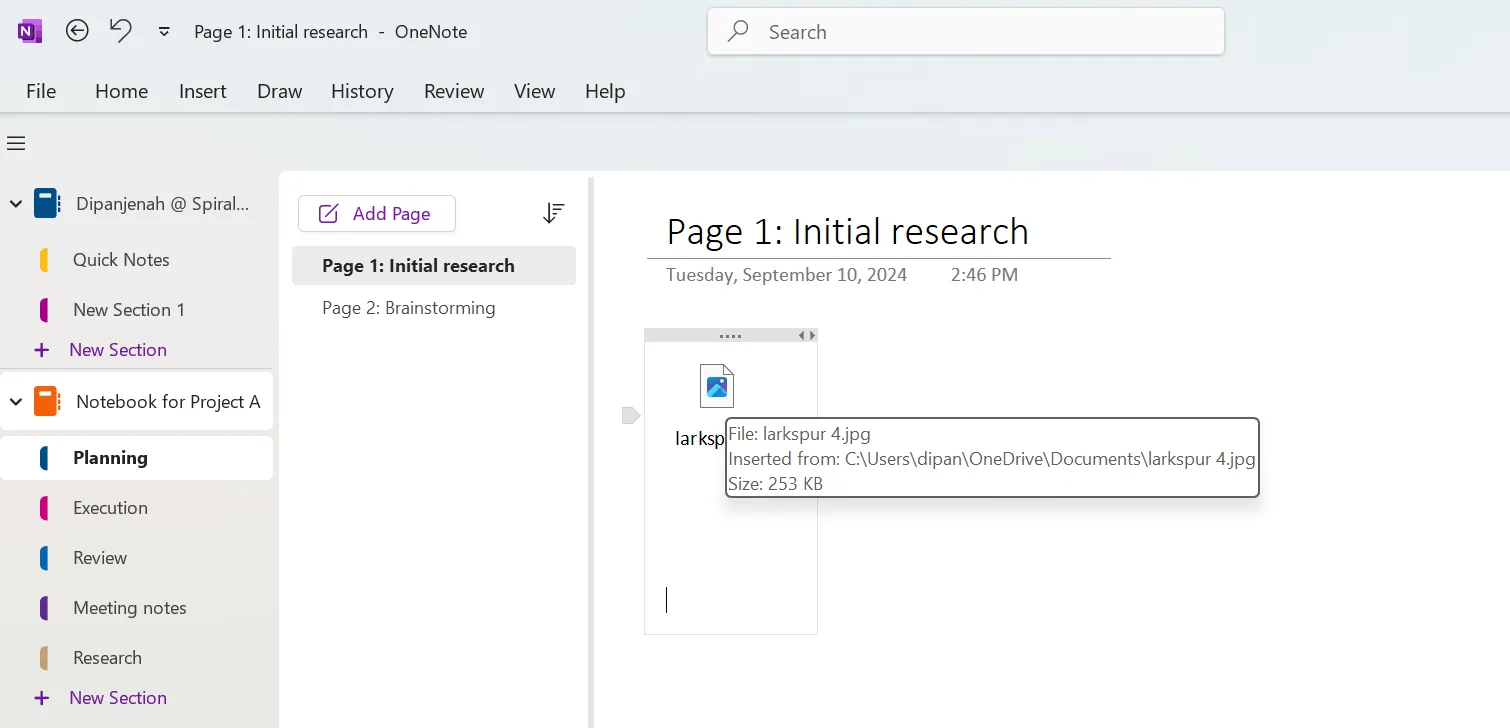 Jak organizovat OneNote – Vložit soubor