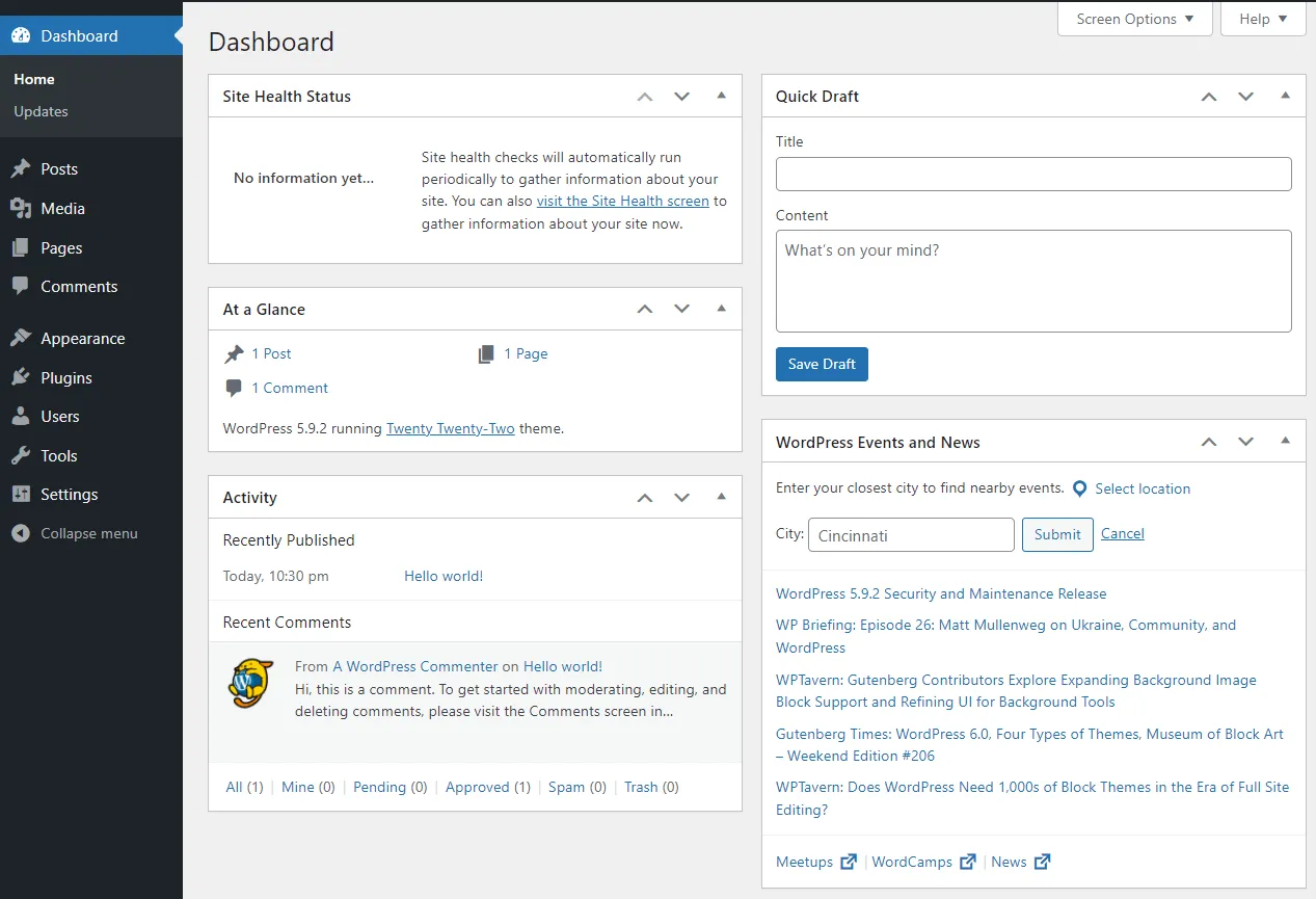 ตัวอย่างระบบจัดการเนื้อหา: WordPress