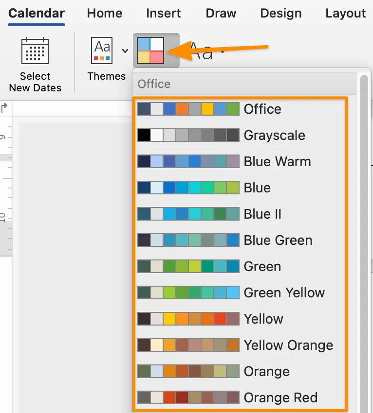 Tùy chỉnh lịch Microsoft Word