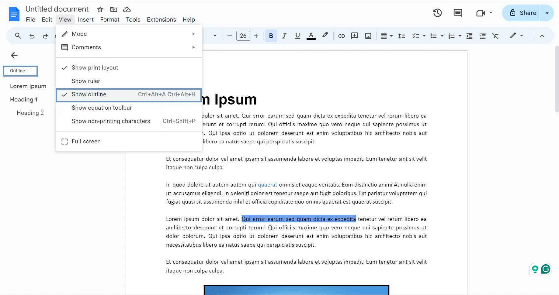 Cách tùy chỉnh Tài liệu Google bằng chế độ xem dàn ý