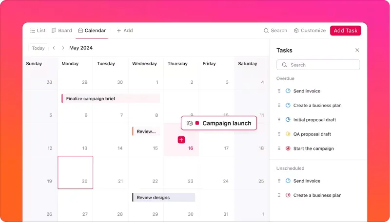 ClickUp Takvim