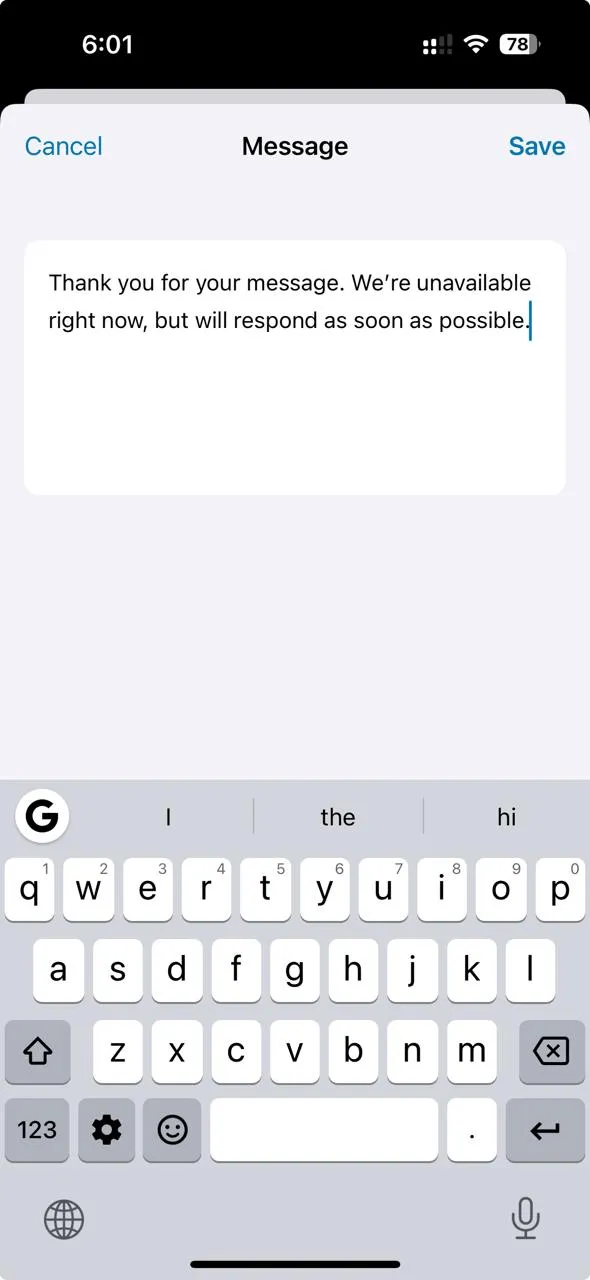 Personalizza il tuo messaggio: risposta automatica di WhatsApp